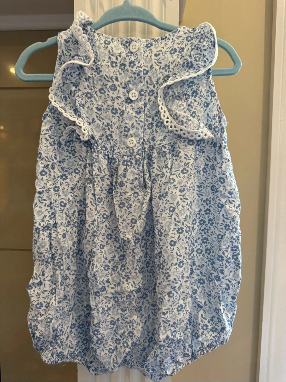 Girls' Blue Floral Ruffle Dress